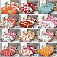 Ensemble de Draps de Lit en Coton en Gros avec Taies d'Oreiller 4 Pièces, Parure de Lit 3 Places