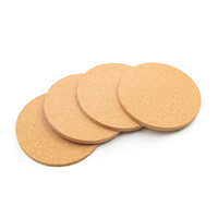 Sous-verres ronds en liège naturel avec support métallique, lot de 8 pièces, 4 pouces, 1/5 pouce d'épaisseur, pour boissons froides, verres à vin, tasses, mugs