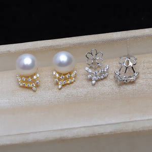 Wenchi S925 Argent Perle Baroque Crochet d'oreille en forme de feuille Composants de bijoux DIY pour femme Modèle Chine - Product Image 1