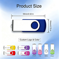 Clé USB 2.0 personnalisable à bas prix avec logo, rotative, 16 Go, 32 Go, 64 Go, 128 Go