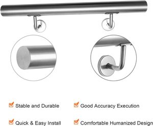 Перила из нержавеющей стали, лестничные перила, Настенные перила, настенные лестницы, включая настенный кронштейн и торцевые крышки для внутреннего и наружного помещений - Product Image 4