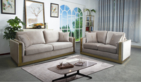 Ensemble de canapés modulaires Chesterfield en velours de luxe extensible avec pieds en acier inoxydable pour grand salon - Élégant fauteuil capitonné