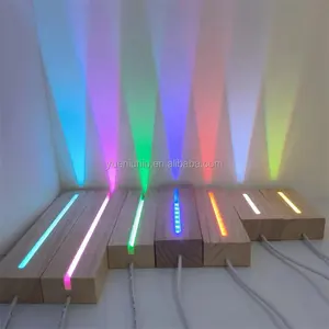 Laser Engraving Abs Acrylic Wooden Base Decorative Lamp Rgb Led 3d Night Light Base Party Supplies