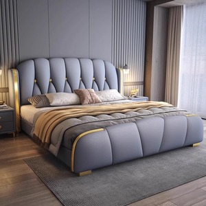 Letto Matrimoniale di Lusso Moderno in Pelle con Testiera Imbottita, Mobili per Camera da Letto di Alta Qualità - Product Image 6