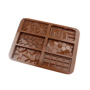 6 cavidades patrón diferente molde de Chocolate DIY grado alimenticio silicona <span class=keywords><strong>Waffle</strong></span> moldes de Chocolate - Product Image 5