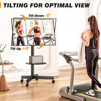 Troli TV Mobile Baja untuk TV 23"-60" / VESA Maksimal 400x400mm (40kg) dengan Roda 360° +8 hingga -2° Kemiringan, Alas Berbentuk X, Rak Penyimpanan