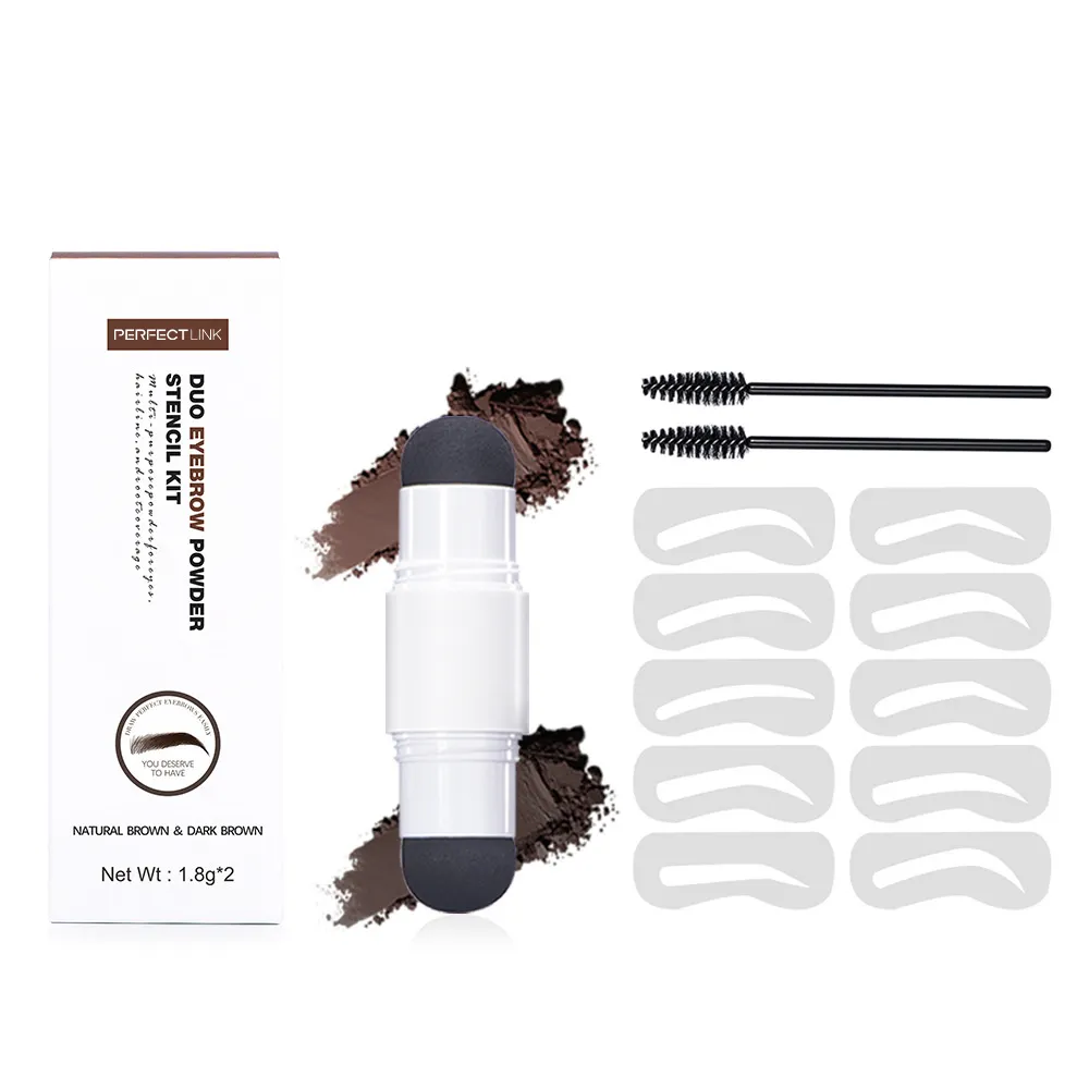 Wholesale Eyebrow Stencils Brow And Hairline Hair Thickening Brow Powder Fiber Double Head Brow Stamp And Stencil Kit