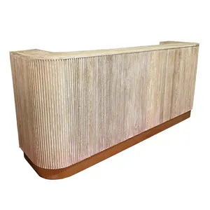 Mrs Woods Solid Wood Bar Counter Vertical Lines Bar Cabinet Restaurant And Cafe Cashier Counter Shop Reception Desk