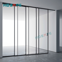 Porte coulissante en verre avec cadre en acier inoxydable moderne, design télescopique pour la maison, le bureau, l'hôtel, l'appartement, la salle de bain