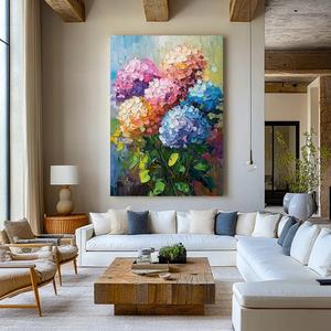 Peinture texturée, grand motif floral vertical coloré, art mural abstrait texturé moderne et épais pour la maison et la galerie - Product Image 6