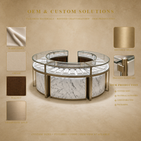 Vitrine d'îlot semi-circulaire moderne pour bijoux, comptoir modulaire en verre incurvé, présentoir de diamants et d'argent pour magasin de détail
