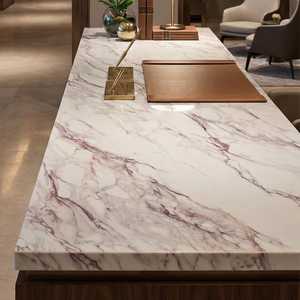 Venta al por mayor de fábrica: Losa de piedra de cuarzo artificial impresa en 3D con aspecto de mármol Breccia Viola para encimeras de lujo en cocinas, islas y tocadores. - Product Image 5