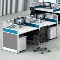 Bureau de travail commercial moderne avec panneau de séparation Mobilier de bureau bleu de haute qualité pour les entreprises