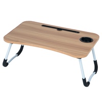 Bureau d'ordinateur pliable en bois avec repose-gobelet, bureau de lit, table d'étude pour ordinateur portable