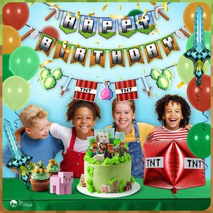 LEMON Pixel Decoraciones <span class=keywords><strong>de</strong></span> cumpleaños Gaming Themed Happy Birthday Banner con TNT y Sword Foil Globos Pixel Party Decoraciones - Product Image 3
