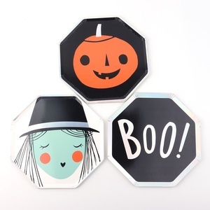 Ensemble de 9 ''Halloween BOO Citrouille Fantômes Sorcière Ensemble Assiette en Papier Jetable Halloween pour Enfants et Adultes Servir 24 - Product Image 1