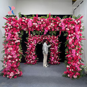 Realistic Purple and Light Pink Silk <b>Artificial</b> Roses Hydrangeas Large Wedding Entrance Backdrop Romantic Event Venue Decoration - Product Image 1