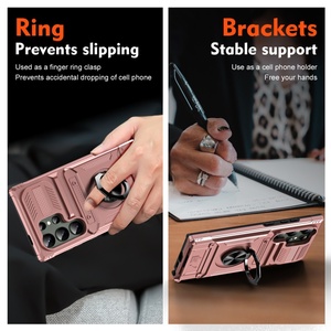 <span class=keywords><strong>เคส</strong></span>โทรศัพท์แบบมีวงแหวนและที่ยึดแบบหมุนได้ ผลิตจากวัสดุ TPU+PC ป้องกันการตกกระแทก พร้อมช่องใส่บัตร สำหรับ SAM S24 Ultra - Product Image 6
