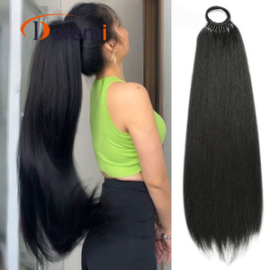 Perruque synthétique à <span class=keywords><strong>queue</strong></span> <span class=keywords><strong>de</strong></span> <span class=keywords><strong>cheval</strong></span> transfrontalière avec cheveux longs et lisses, bande élastique, lot <span class=keywords><strong>de</strong></span> 24 en 103g, modèle PY186, origine Henan - Product Image 6