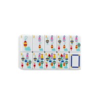 Tuiles de Mahjong en Acrylique à Motifs Marins et de Dessins Animés, Robustes, Lisses, Imprimées à la Main, Blanches, Kit Complet en Boîte Cadeau pour l'Été et la Plage