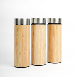 BOUTEILLE D'EAU EN BAMBOU CHAUD ISOLATION THERMIQUE ÉCOLOGIQUE THERMOS avec COUVERCLE EAU BOUILLANTE SÛRE - Product Image 1