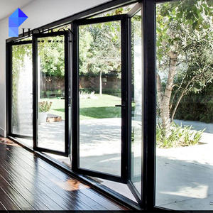 Portes coulissantes pliantes en accordéon à double verre trempé en aluminium et étanchéité à l'air de <span class=keywords><strong>12</strong></span> pieds - Product Image 5