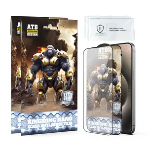 Protecteurs d'écran en verre trempé ATB antistatique 100% HD Shine Protecteur d'écran de téléphone portable pour iPhone 14 15 Pro Max