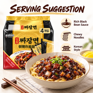 บะหมี่กึ่งสำเร็จรูปซอสถั่วดำเกาหลีแท้ 190 กรัม x 4 แพ็ค จาจังมยอน ราเมนแห้งแบบผสม ขายส่ง - Product Image 4