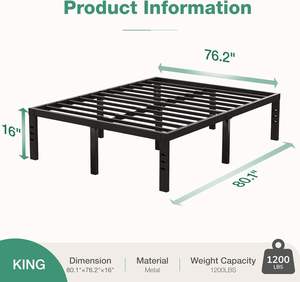 <span class=keywords><strong>Novilla</strong></span> 14 pouces plate-forme en métal cadre de lit Queen Support de latte en acier robuste Durable assemblage facile chambre appartement Villa - Product Image 6