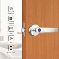 Serrure de porte en bois pour la maison avec application Tuya et déverrouillage par empreinte digitale sur le cloud pour alliage d'aluminium, 2 clés, sécurité de grade C