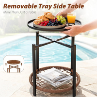 Ensemble bistrot de jardin en rotin tressé avec chaises à bascule, table d'appoint et coussins moelleux pour l'extérieur – Vente en gros
