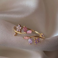 Hete Aanbieding Verstelbare Ringen Kleurrijke Zirkoon Sieraden Geboortesteen Ringen Schattige Bloem Hart Vlinder Meisjes Stapelbare Legering Ring