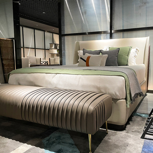 Contemporary Luxury Bedroom Furniture Minimalism Upholstered Size White Leather <b>Bed</b> Leather King Size <b>Bed</b> Set L-m-b5414 White Le - Product Image 4