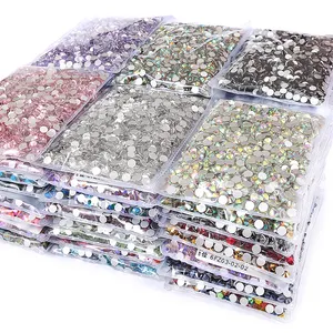 Wholesale SS3 SS4 SS5 SS6 SS8 SS10 SS12 SS16 SS20 SS30 Round Crystal Strass Flatback Glass Rhinestones Bulk For Cloth Crafts