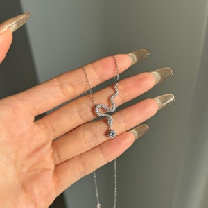 Fine <strong>Boho</strong> Jewelry Dainty Moissanite Snake Pendant <strong>Necklace</strong> for Women 925 Sterling Silver Snake Charm <strong>Necklace</strong> - Product Image 2