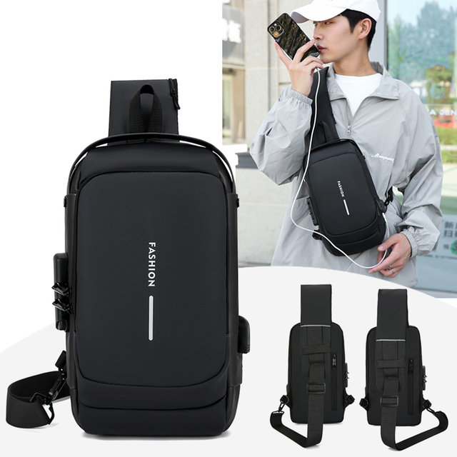 Lightweight Synthetic Leather Mini Tablet Chest Bag for Men Women Outdoor Travel Daily Commute Sling Crossbody Bag