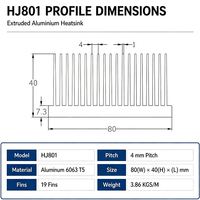 Dissipateur thermique en aluminium haute performance 80(L)*40(H)*240(L)mm, profil de dissipateur thermique extrudé à ailettes haute densité