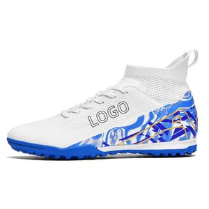 รองเท้าฟุตบอลหุ้มข้อสำหรับผู้ชายรองเท้าฟุตบอลสีดำพื้นรองเท้า TF พื้นรองเท้าฟุตบอลยางหุ้มข้อสูง - Product Image 3