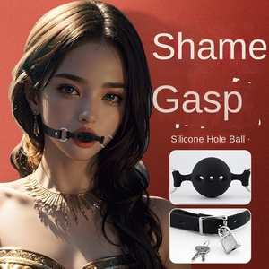 Çiftler İçin Samimi Aksesuar - Kilitli ve Üç Delikli Siyah Silikon Top Ağızlık - Product Image 1