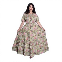 Robe Courte Florale à Manches Courtes Coupe Trapèze en Jean Style Y2K Respirante Ample Imprimée Numérique Lavable pour l'Été
