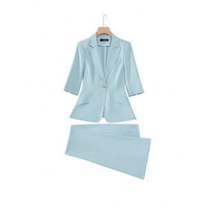 Women's Professional Three Quarter Sleeve Suit <b>Set</b> Slim Fit Office Lady Anti Wrinkle Business Daily Commute Formal <b>Blazer</b> - Product Image 5