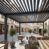 Pérgola Moderna de Aleación de Aluminio con Techo de Láminas, Gazebo Impermeable Motorizado Bioclimático con Luces LED Resistentes al Viento Lcy Lcy0001