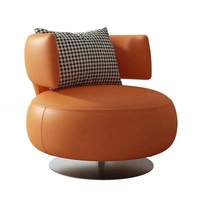 Nordic Modern 360 Degrés Pivotant En Acier Inoxydable Base Simple Paresseux Chaise Salon Accent Chaises En Cuir