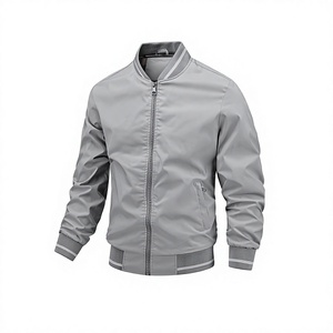 Chaqueta Bomber Cortavientos para Hombre, Cuello Alto, Cierre de Cremallera, Ropa Exterior Informal, Color Sólido, Poliéster, para Otoño - Product Image 3
