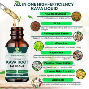 สารสกัดคาวาแบบหยด ดูดซึมเร็ว ผสม GABA, L-Theanine และ Ashwagandha ช่วยปรับปรุงคุณภาพการนอนหลับ ผ่อนคลาย ปรับสมดุลอารมณ์ สำหรับผู้ใหญ่ ชนิดน้ำ - Product Image 5