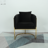 Vente en gros de meubles de chaise d'accent, tissu vert, cadre métallique, chaise de salon nordique, nouvelle chaise occasionnelle