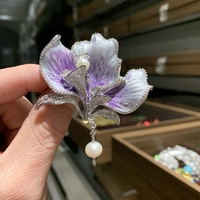 Broche Fleur Violette XILIANGFEIZI Tendance et de Haute Qualité, Bijou de Luxe Élégance Française, Pendentif et Corsage Polyvalents