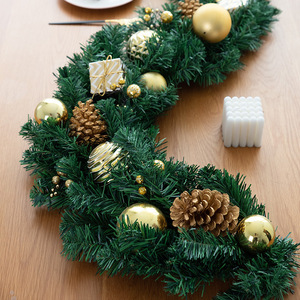 LINGKAI Artificial <b>Christmas</b> Garland with Gold Baubles Pinecones Gift <b>Box</b> Ornaments Indoor Fireplace Mantel Holiday Decor - Product Image 4