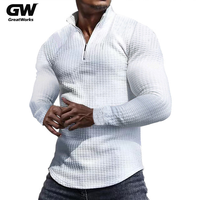 Pull-over décontracté pour homme, style coréen, couleur unie, tricoté, anti-plis, grande taille, avec fermeture éclair, 100 % polyester