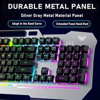 Clavier de jeu filaire AULA F3010, 104 touches, anti-ghosting, panneau métallique ergonomique, rétroéclairage LED mixte, support pour poignets, ordinateur portable